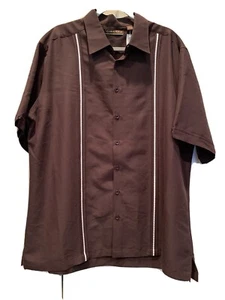 Cubavera XLT Tall Chocolate Brown Shirt Rayon Lounge Wedding Camp Guayabera NWT - Picture 1 of 7