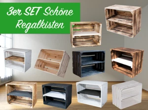 3er Set - MEGA Auswahl an Regalen aus Apfelkisten / Obstkisten / Weinkisten - Bild 1 von 10