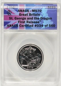 2013 Great Britain Silver £20 St. George & Dragon ANACS MS70 #034 of 560 - Picture 1 of 4