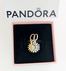 Neu 100 % echt Pandora 14k 925 teilbar Sonne & Mond Hänger Charm 763585C01 - Bild 1 von 9
