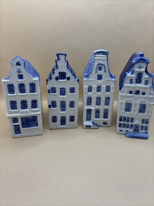 Vintage Blue White Ceramic Houses Buildings - Picture 1 of 13