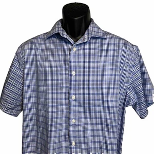 Camisa ajustada Goodfellow And Co con botones 2XL azul y blanco a cuadros manga corta - Imagen 1 de 11