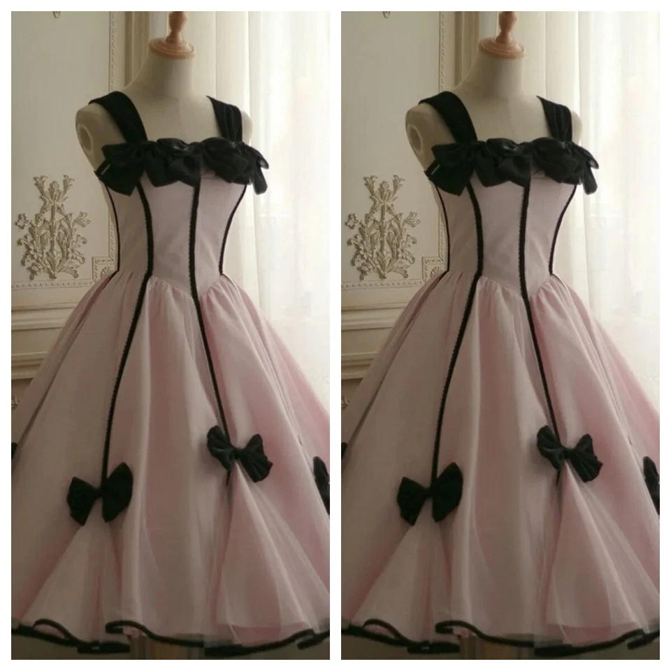 Pink Short Prom Dresses  Tea Length  Party Evening Homecoming Gowns with Bow - Image 1 of 4
