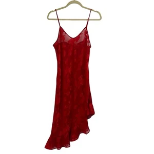 Vintage Inner Most Schlupfkleid rot Blumen Rüschen asymmetrisch S transparent Fee Y2K - Bild 1 von 10