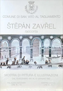 Cartel de exposición de arte raro Stepan Zavrel VENECIA 1982, ilustrador checo - Imagen 1 de 4