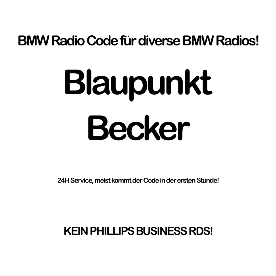BMW Radio Code Blaupunkt Becker (Reverse RDS, Business CD usw.) - Bild 1 von 1