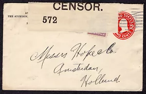 1916 WWI New York NY To Amsterdam Censored Commercial Mailer MP672 - Picture 1 of 1