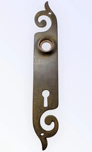 Antique Ornate Victorian Cast Bronze Door Knob Back plate Escutcheon 6.75” - Picture 1 of 4