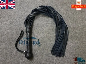 Top Quality Handmade Black Leather Flogger Whip 31 Tails Adult Play Bullwhip - Picture 1 of 9