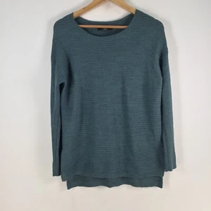 Tahari womens knit top size M teal green long sleeve merino wool blend 096324 - Picture 1 of 9