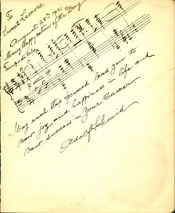 ADOLF SCHMID Autograph Music Quotation - CHICAGO STAGE & OPERA - 1931 - Picture 1 of 1