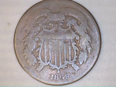 1869 Two Cent Piece Good condition 2c US Type Coin Collectible - Image 1 of 2