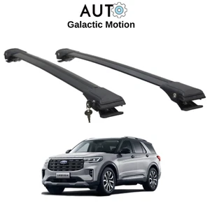 Roof Rack Cross Bars compatible w/ Ford Explorer U625 2020-25 Aluminum Black 2Pc - Picture 1 of 12