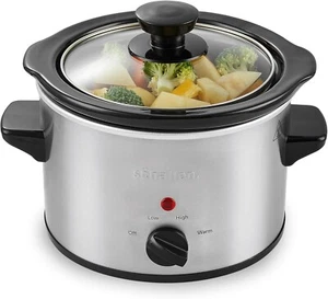 Steel Stew and Stir Mini Slow Cooker Cooking Machine Idea - Ceramic Pot 1.5L - Picture 1 of 9