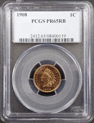 1908 Proof Indian Head Cent certified PR 65 RB by PCGS! - Image 1 of 4