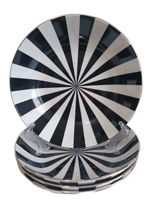 Juego de 4 cuencos de porcelana Christian Siriano, 8", Halloween, negro blanco y dorado - Imagen 1 de 1