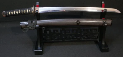 Antigua espada Edo 脇差 Wakizashi Koshirae y temperamento fino - 剣片喰 Kenkatabami Saya Mon Foto 1 de 4