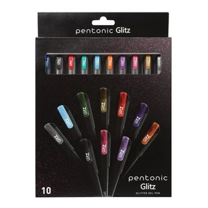 Pentonic Glitter Gel Pens, 10 Count, 10 Assorted Colors, 1.0 mm Medium Point,... - Picture 1 of 7