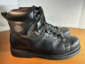 Harley Davidson Herren 10,5 (WEIT) Ölmessstab Schwarz Motorrad Leder Reitstiefel - Bild 1 von 10