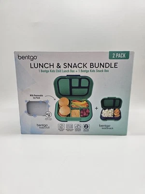 Paquete de almuerzo + bocadillos Bentgo para niños + caja de bocadillos para niños nueva verde/azul Foto 1 de 4