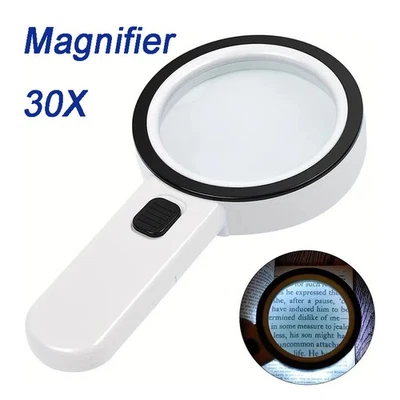 30X Jumbo Handheld Magnifying Glass w/ 13 Bright LED Light Illuminated Magnifier - Image 1 of 4