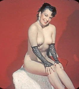 3D Stereo Realist Vintage Pinup Slide Photo Woman Model NUDE Lace Sleeves - Picture 1 of 2