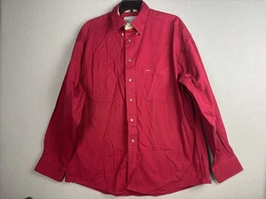 Vintage Madison Avenue Shirt Mens Large Red Wrinkle Resistant Twill USA Workwear - Picture 1 of 13
