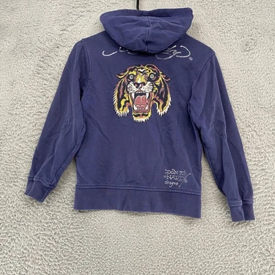 Sudadera con Capucha Ed Hardy Tiger Niños Pequeña Gráfica Cremallera Completa Don Ed Hardy Sudadera Y2K Foto 1 de 4