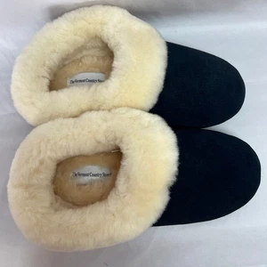 Cozycore Cabincore Leather Shearling Lamb Fur Lined Slippers Men 10M Warm Black - Picture 1 of 11