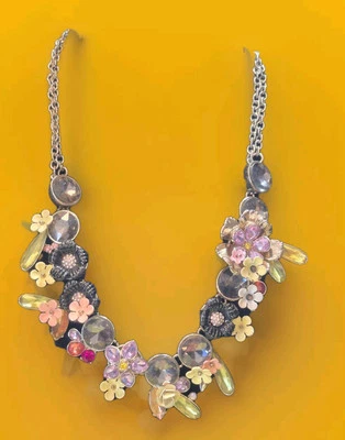 Banana Republic Crystal Enamel Necklace Jewelry Multicolored Designer (961) - Image 1 of 4