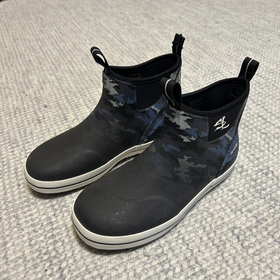 Salt Life Camo Black w/ Blue Fishing Boots Waterproof Size Men's 6 / Women's 7.5 - Image 1 of 4