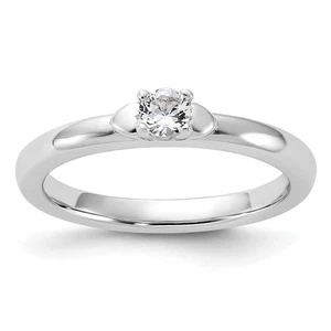 Anello in argento sterling 925 espressioni impilabili creato in laboratorio zaffiro bianco misura 7 - Foto 1 di 6