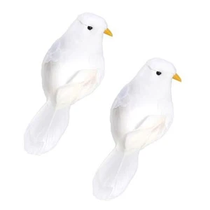 2pcs White Christmas Birds Artificial Peace Dove Ornament Christmas Bird - Picture 1 of 8