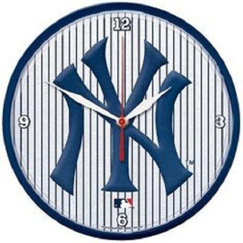 New York Yankees 12 " Round Pin Stripe Wall Clock by WinCraft - Image 1 of 1