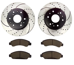 Front Drilled Brake Rotors and Ceramic Pads for 2007 2008 Cadillac Escalade ESV - Bild 1 von 7