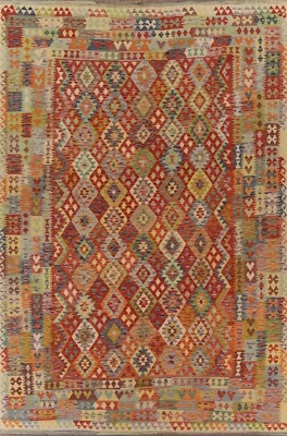 Pastel Color South-western Reversible Kilim Hnd woven Room Size Area Rug 10'x13' - Image 1 of 4