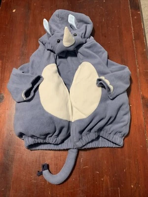 Carter's Zip Up Hooded Rhino Jacket w/ Tail Costume, 18 Months, Gray So Cute! - Image 1 of 4