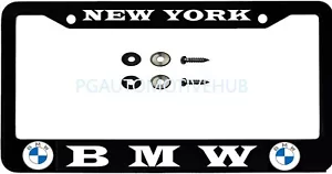 License Plate Frame Black Stainless Steel Vinyl Lettering for BMW NEW YORK - Picture 1 of 3