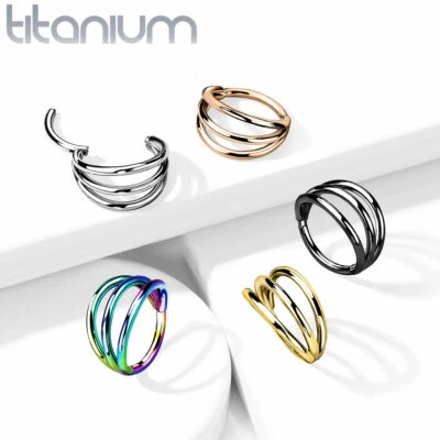 Implant Grade Solid Titanium Hinged Triple Hoop Segment Rings Ear Cartilage   - Image 1 of 4