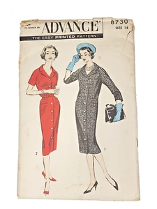 Vintage Advance 8730 Misses Chemise Coat Dress Size 14 Bust 34" Waist 26" UNCUT - Picture 1 of 6