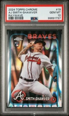 2024 Topps Chrome #19 Raywave Refractors AJ Smith-Shawver Braves RC PSA 10 - Image 1 of 2