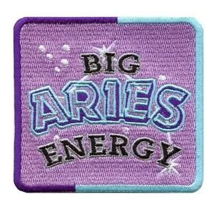 Big Aries Energy Patch Constellation Zodiac Box Embroidered Iron On - Picture 1 of 2