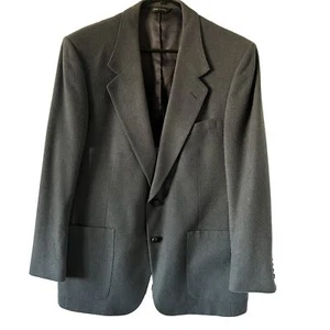 LANVIN Paris Mens Suit Jacket Size 42 Virgin Wool Blazer Sleeve 24 Steel Blue - Picture 1 of 11