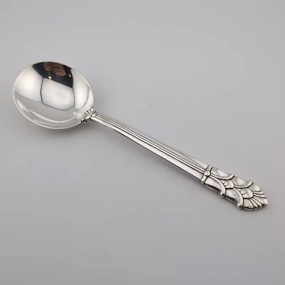 蒂芙尼 Palmette 纯银奶油汤勺 - 6 7/8 英寸 - 带 Monogram "EM" — 第 1/4 张图片