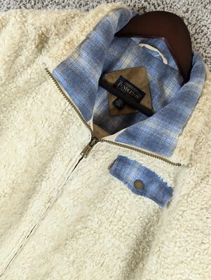 Chaqueta PENDLETON Western Sherpa Para Mujer Grande Marfil Lana Forrada Cremallera Bolsillos Abrigo Foto 1 de 4