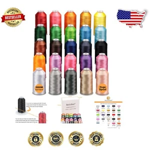 Polyester Embroidery Thread Kit: 25 Colors, 5000M Spools & Essential Accessories - Picture 1 of 8