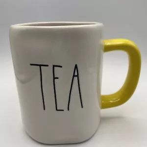 Rae Dunn TEA 16 Oz. Mug Yellow Handle Ceramic - Picture 1 of 7