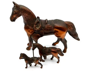 3x Horse Mantle/Clock Spelter toppers Bronze **Very Good** #ZM - Picture 1 of 7