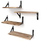 Floating Shelves, Rustic Wood Shelves, 4 Sets of Wall Mounted Shelf for Bathr...