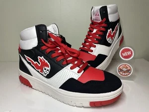 Reason Brand - Size 9 - Men Stomper Skull Black/Red/White High Top Sneakers Shoe - Picture 1 of 11